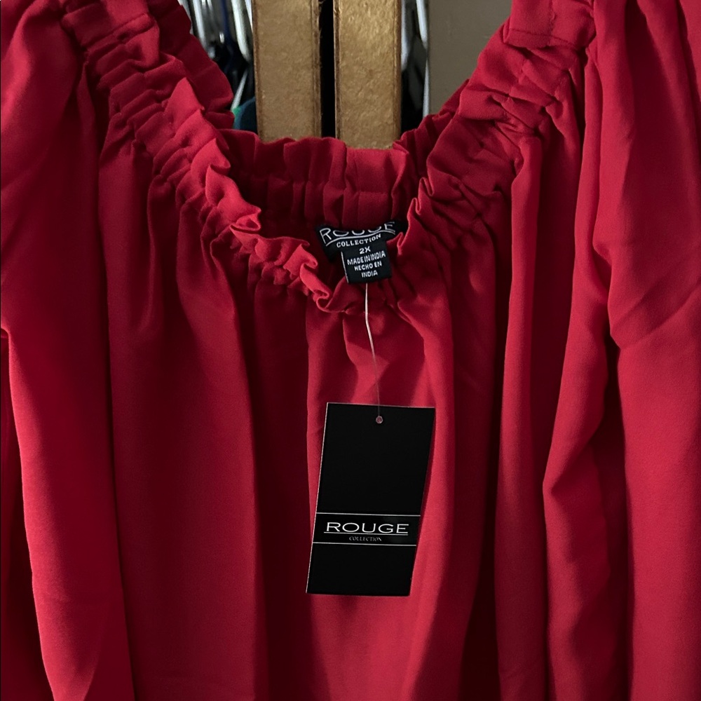 Rouge Vibrant Red Gathered Blouse size 3X